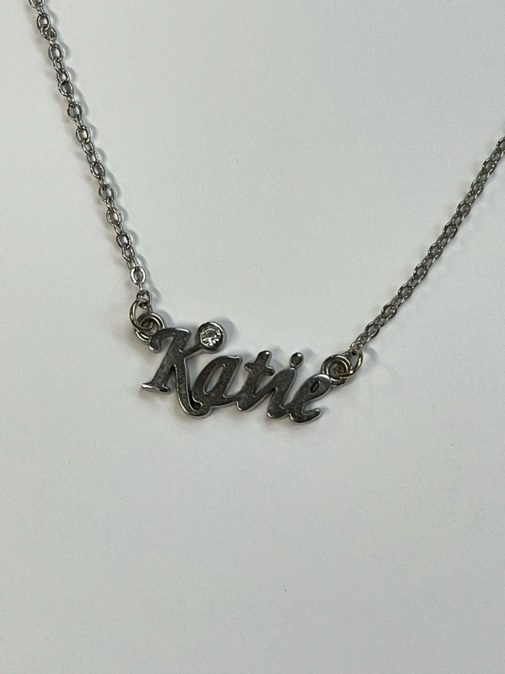 Silver Tone 'Katie' Script Name Necklace Personalized Women's Jewelry